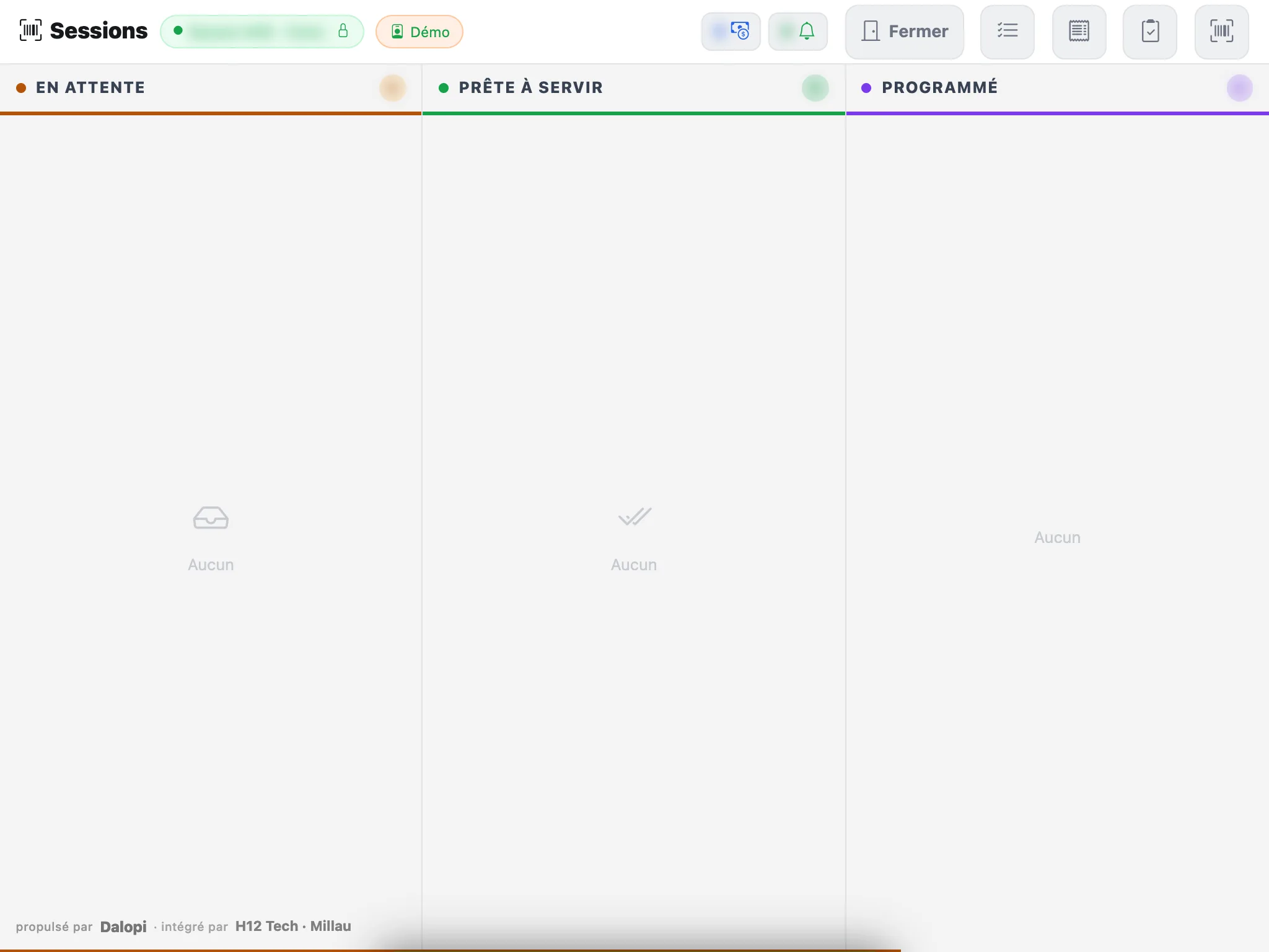 Le tableau des commandes du service (ici au calme, entre deux services)