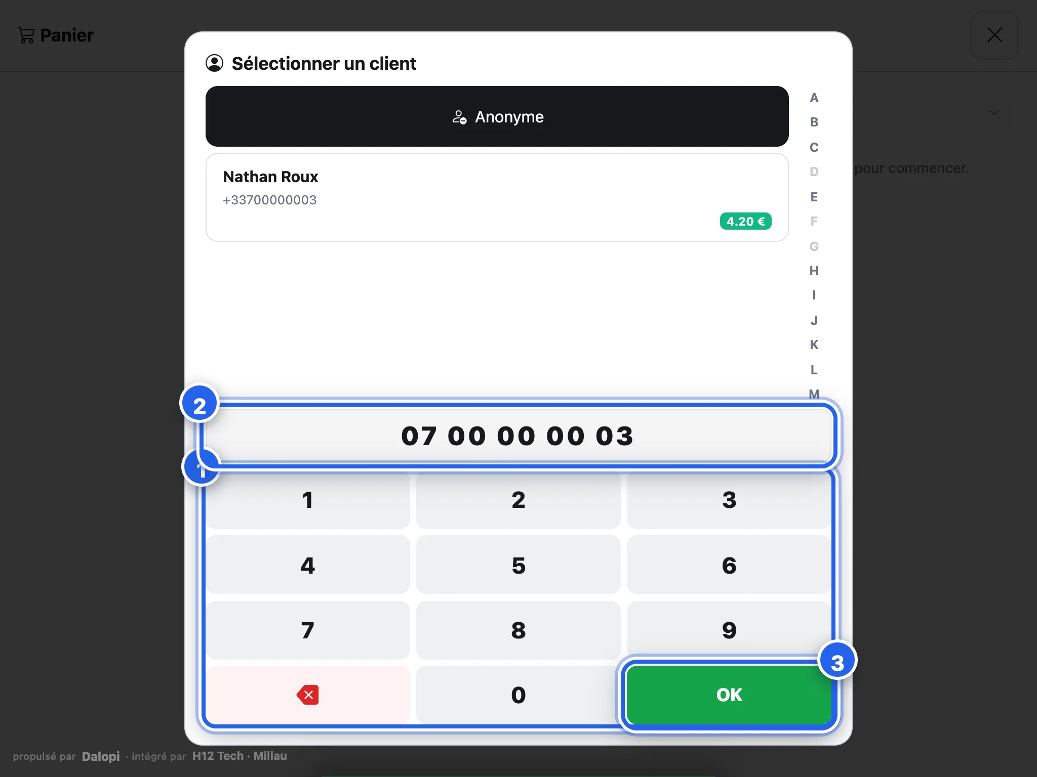 Sélectionner un client par son numéro de téléphone