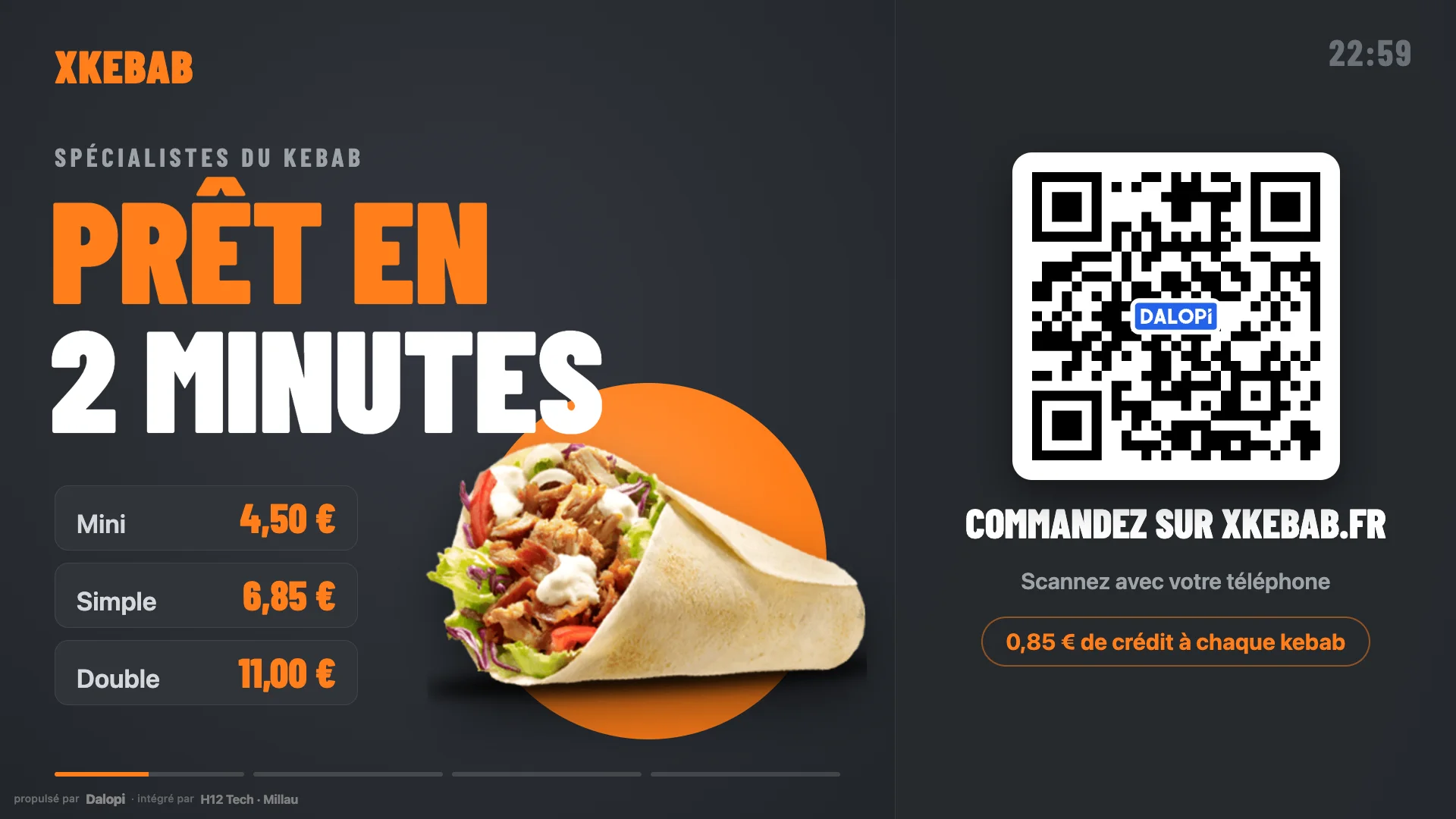 L'écran client entre deux clients : les pubs