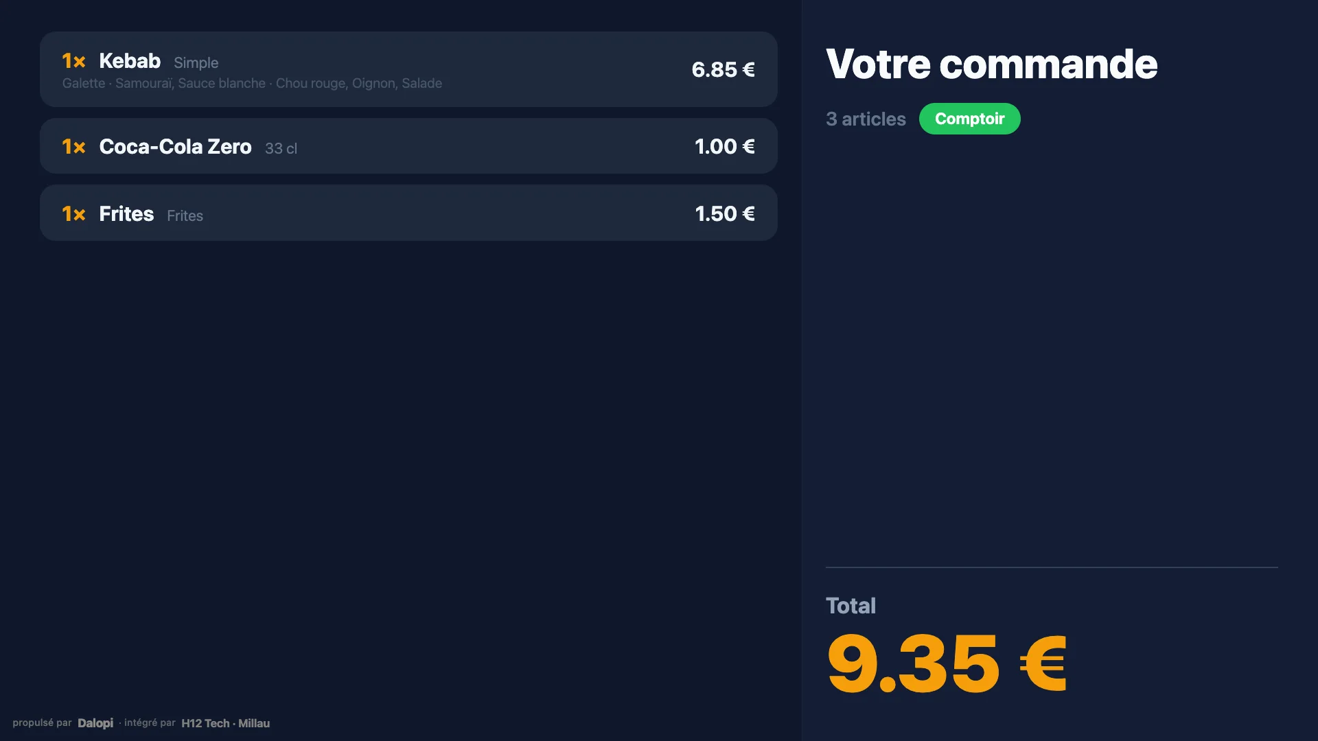L'écran client : le panier, article par article