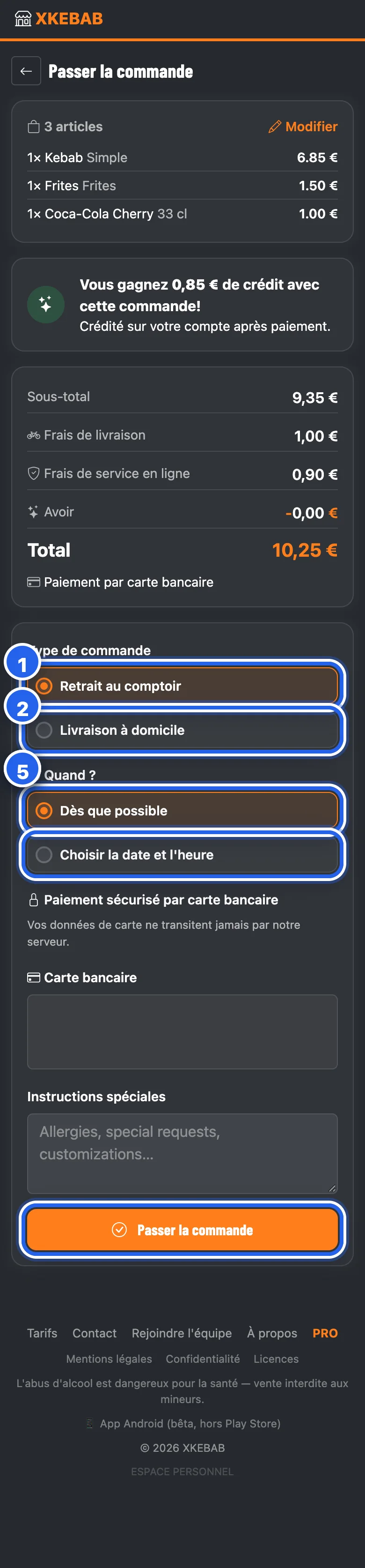 Retrait ou livraison, tout de suite ou plus tard